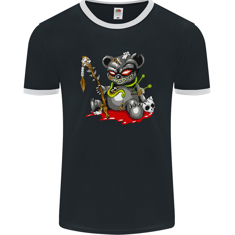 Voodoo Doll Skull Koala Bear Spirits Halloween Mens Ringer T-Shirt FotL Black/White