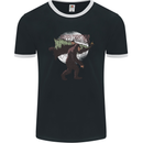 Christmas Bigfoot With an Xmas Tree Mens Ringer T-Shirt FotL Black/White