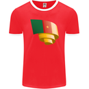 Curled Cameroon Flag Cameroonian Day Football Mens Ringer T-Shirt FotL Red/White