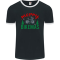 Merry Bikemass Funny Cycling Bicycle Xmas Bike Mens Ringer T-Shirt FotL Black/White