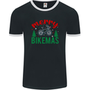Merry Bikemass Funny Cycling Bicycle Xmas Bike Mens Ringer T-Shirt FotL Black/White