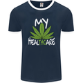 Weed My HealTHCare Cannabis Funny THC Mens Ringer T-Shirt FotL Navy Blue/White
