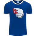 Curled Nepal Flag Nepalese Day Football Mens Ringer T-Shirt FotL Royal Blue/White