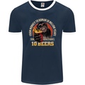 Human to Monkey in 10 Beers Funny Alcohol Mens Ringer T-Shirt FotL Navy Blue/White