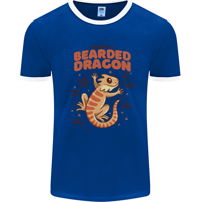 Bearded Dragon Anatomy Lizards, Reptiles, Mens Ringer T-Shirt Royal Blue/White