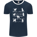 Dog Music Musical Notes Piano Guitar Mens Ringer T-Shirt FotL Navy Blue/White