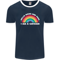 Hello Mama & Papa Im a Gaysian LGBT Mens Ringer T-Shirt FotL Navy Blue/White