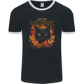 Autumn Catitude Cat Mens Ringer T-Shirt FotL Black/White