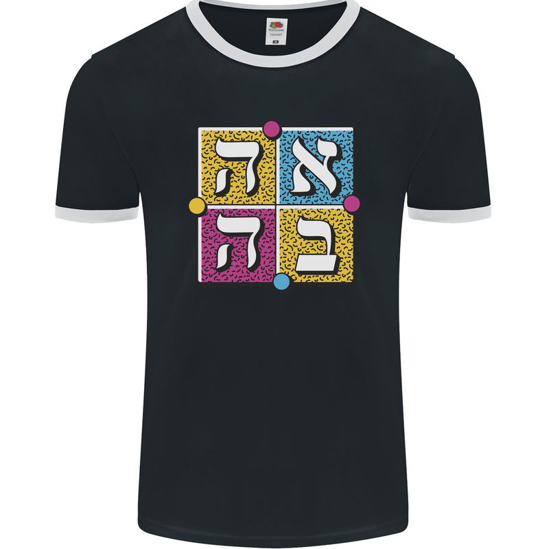 Love in Written in Hebrew Mens Ringer T-Shirt FotL Black/White