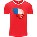 Curled France Flag French Day Football Mens Ringer T-Shirt FotL Red/White