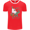 T-Rex RAWR I Mean Booo Halloween Dinosaur Mens Ringer T-Shirt FotL Red/White