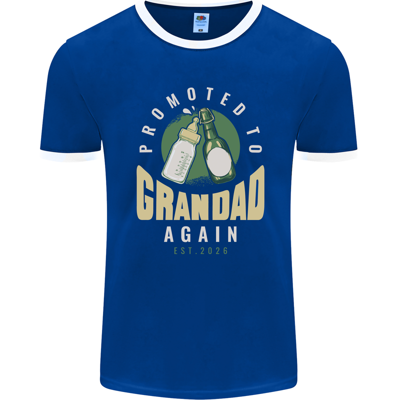 Promoted to Grandad Est. 2026 Mens Ringer T-Shirt FotL Royal Blue/White