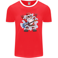 Rock n Roll Santa Electric Guitar Christmas Xmas Mens Ringer T-Shirt FotL Red/White