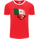 Curled Mexico Flag Mexican Day Football Mens Ringer T-Shirt FotL Red/White