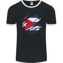 Torn Cuba Flag Cuban Day Football Mens Ringer T-Shirt FotL Black/White