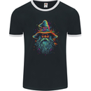 A Trippy Old Fantasy Wizard Mens Ringer T-Shirt FotL Black/White