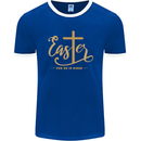 Easter For He is Risen Christian Christianity Jesus Mens Ringer T-Shirt FotL Royal Blue/White