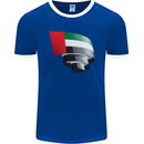 Curled UAE Flag Day Emirati Day Football Mens Ringer T-Shirt FotL Royal Blue/White