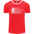 Eat Sleep Hockey Repeat Ice Street Funny Mens Ringer T-Shirt FotL Red/White