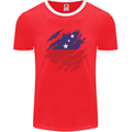 Torn Samoa Flag Samoan Day Football Mens Ringer T-Shirt FotL Red/White