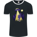Bigfoot Abduction Funny Alien UFO Mens Ringer T-Shirt FotL Black/White
