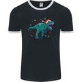 Angry Christmas T-Rex Xmas Dinosaur Mens Ringer T-Shirt FotL Black/White