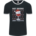 Wine Not Drunk Just Festive Funny Christmas Xmas Mens Ringer T-Shirt FotL Black/White