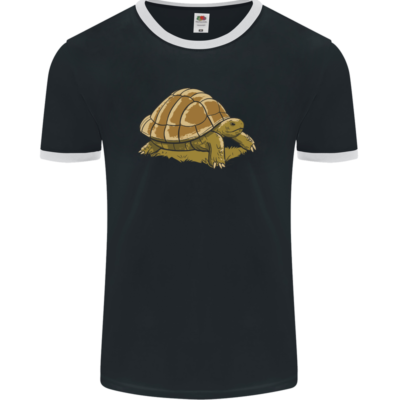 A Brown Tortoise Mens Ringer T-Shirt FotL Black/White