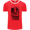 Electric Guitar Mona Lisa Rock Music Player Mens Ringer T-Shirt Red/White