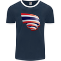 Curled Thailand Flag Thai Day Football Mens Ringer T-Shirt FotL Navy Blue/White