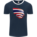 Curled Thailand Flag Thai Day Football Mens Ringer T-Shirt FotL Navy Blue/White