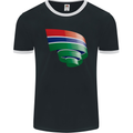 Curled Gambia Flag Gambian Day Football Mens Ringer T-Shirt FotL Black/White