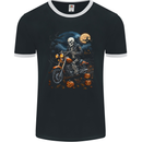 Skull Biker Motorcycle Motorbike Grim Reaper 27 Mens Ringer T-Shirt FotL Black/White