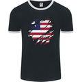 Torn Liberia Flag Liberian Day Football Mens Ringer T-Shirt FotL Black/White