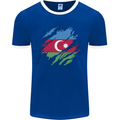 Torn Azerbaijan Flag Azerbaijani Day Football Mens Ringer T-Shirt FotL Royal Blue/White