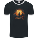 Witch Halloween Sunset Mens Ringer T-Shirt FotL Black/White
