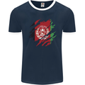 Torn Afghanistan Flag Afghan Day Football Mens Ringer T-Shirt FotL Navy Blue/White