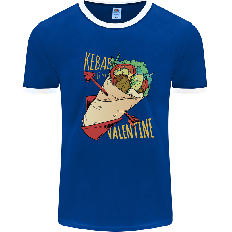 Singles Day Anti Valentines Day Kebab Mens Ringer T-Shirt Royal Blue/White