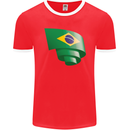 Curled Brazil Flag Brazilian Day Football Mens Ringer T-Shirt FotL Red/White