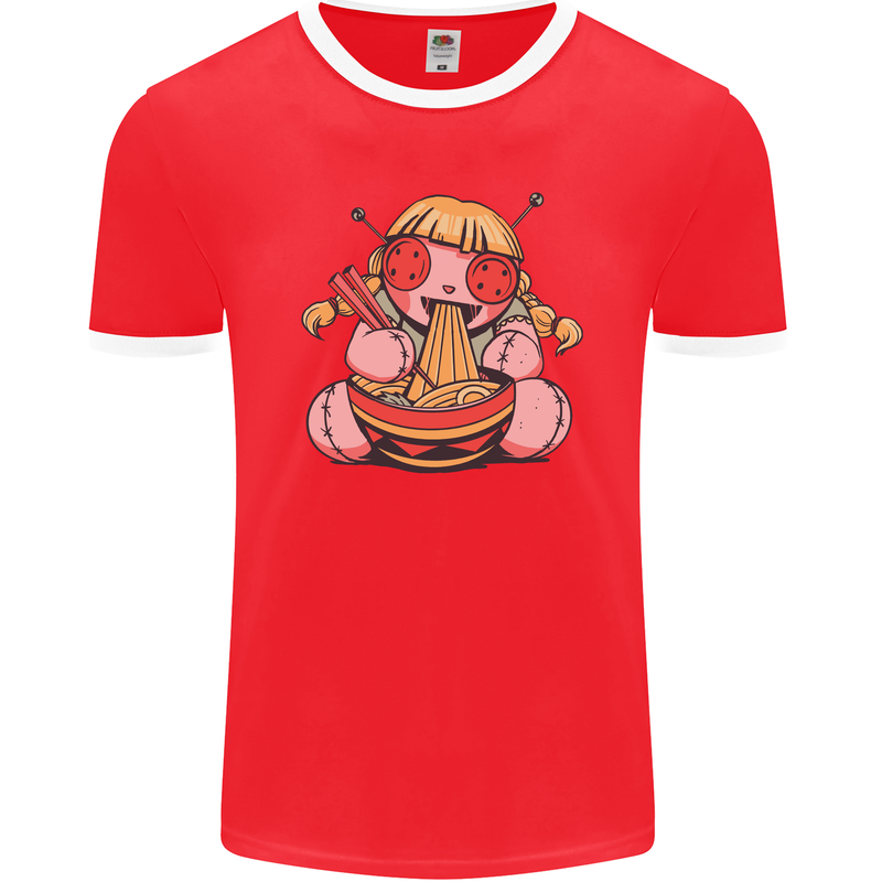 An Anime Voodoo Doll Mens Ringer T-Shirt FotL Red/White