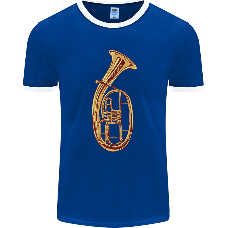 Tenorhorn Brass Musical Instrument Mens Ringer T-Shirt FotL Royal Blue/White