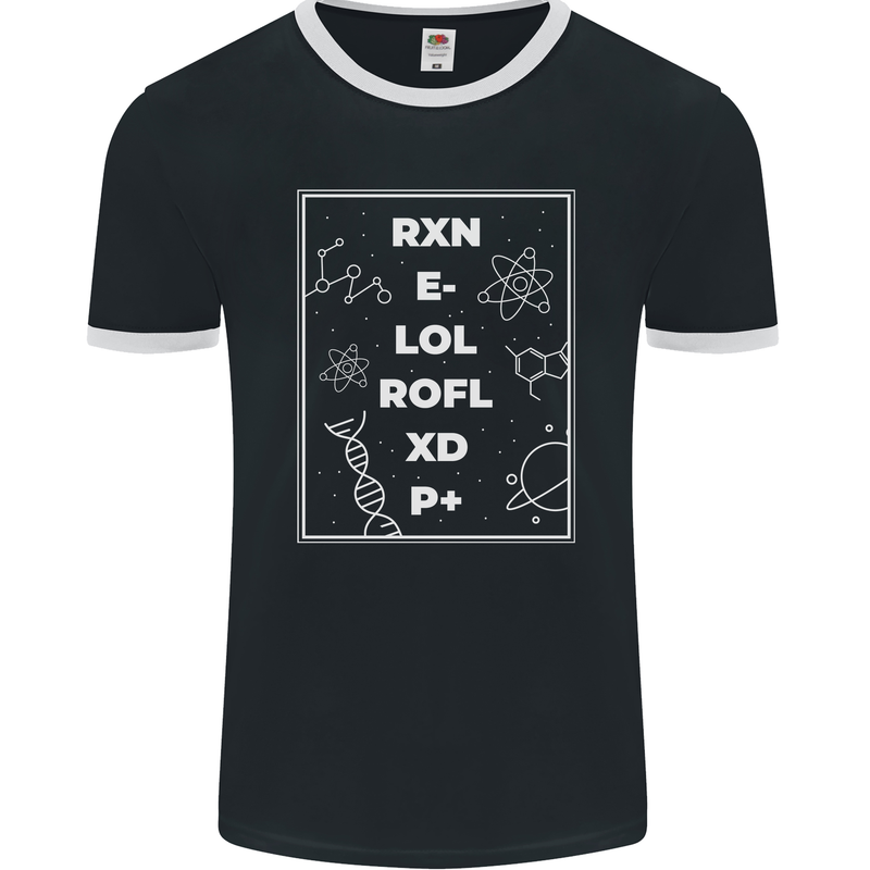 Funny Science RXN E- LOL ROFL XD P+ Geek Mens Ringer T-Shirt FotL Black/White