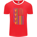 USA Mardi Gras American Flag America Mens Ringer T-Shirt FotL Red/White