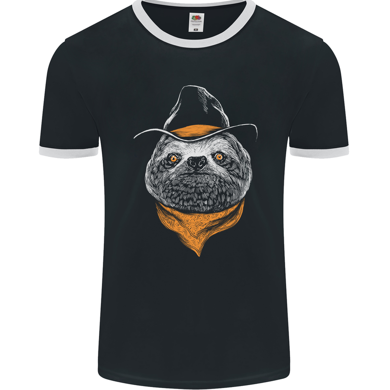 A Sloth Cowboy Mens Ringer T-Shirt FotL Black/White