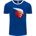 Curled Czechia Flag Czech Republic Day Football Mens Ringer T-Shirt FotL Royal Blue/White
