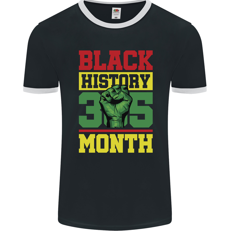 Black History Month Lives Matter Mens Ringer T-Shirt FotL Black/White