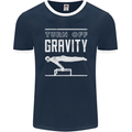 Gymnastics Turn Off Gravity Gymnast Pommel Horse Mens Ringer T-Shirt FotL Navy Blue/White