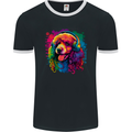 A Retro Poodle Dog Mens Ringer T-Shirt FotL Black/White