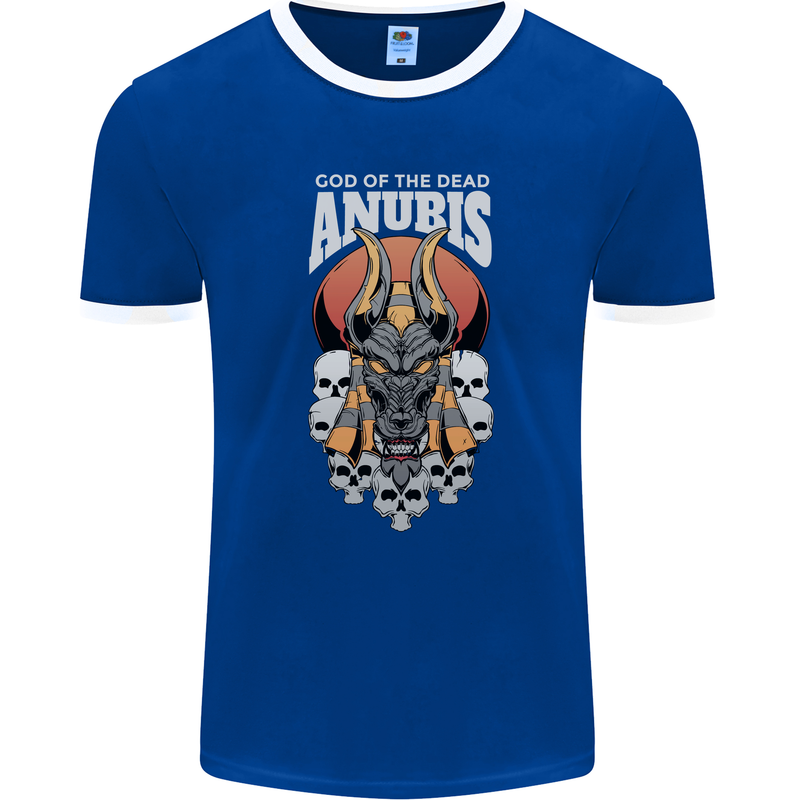 Anubis God of the Dead Ancient Egyptian Egypt Mens Ringer T-Shirt FotL Royal Blue/White