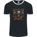 Demonic Bat Skull Satan Grim Reaper Demon Mens Ringer T-Shirt FotL Black/White